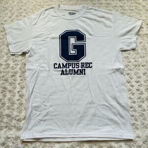 Gildan White Dry Blend Cotton Campus Alumni Tee Shirt Size Medium